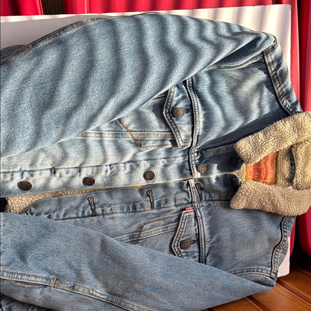 Levi's Blue Denim Sherpa Jacket